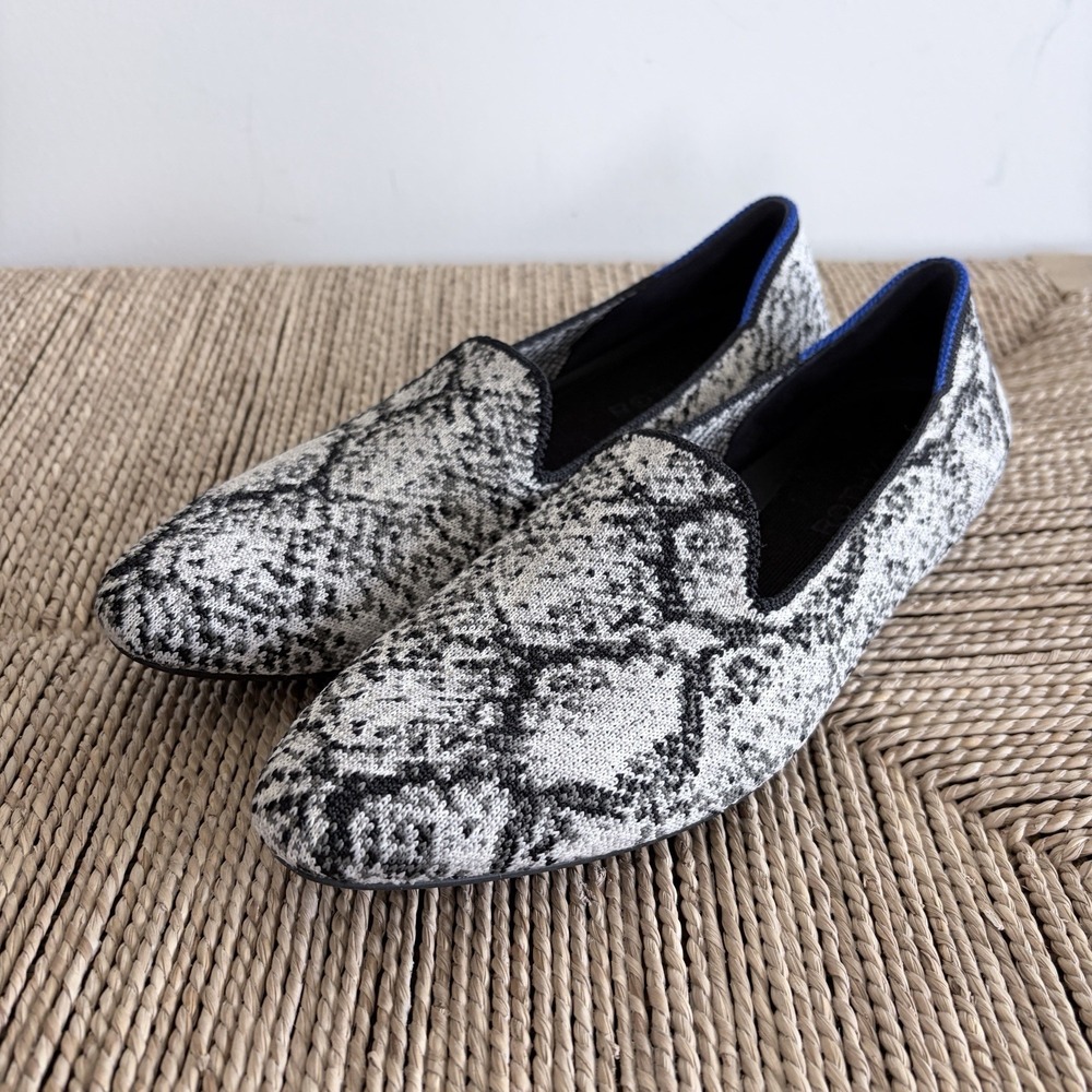 Rothy's The Almond Loafer Sz 7 Snake Python Knit Flats Washable Comfort Work